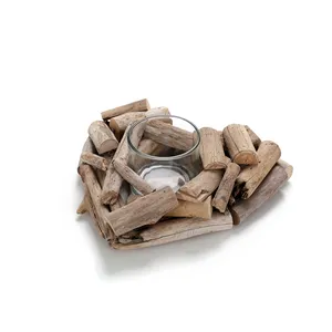 شمعدان driftwood القلب شارب حامل شمعة مصباح الشاي للحزب الزفاف عشاء ديكور للطاولات