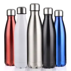 Sıcak satış yeni stil çift duvar termos yalıtımlı özel logo ile paslanmaz çelik şişe Cola şekli spor su şişesi