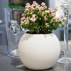Smart Home Rattan Design Indoor Plastic Ceramic Planter Custom Painting Durable White Bright Colored Flower Garden Desktop CM