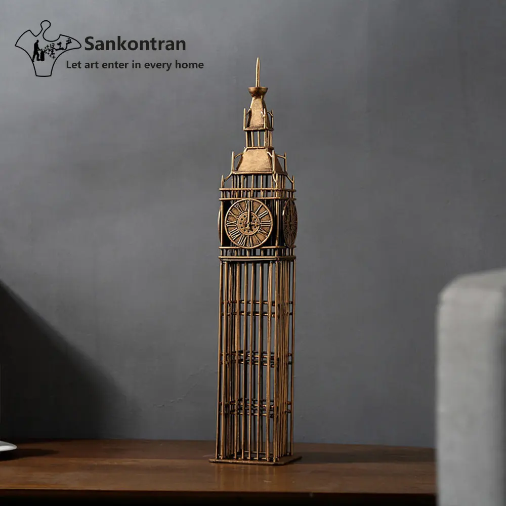 Big Ben Clock Statue London Souvenir Handicraft Artware with Real clock-Bronze 24cm 