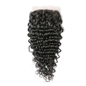 Huashuo Highest Discounts High Quality Peruvian 4X4 Lace Closure Deep Wave Unprocessed Raw Indian Hair Lace Closure