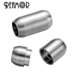 REAMOR 보석 발견 구멍 크기 8mm 316l 스테인레스 스틸 가죽 팔찌 마그네틱 걸쇠 DIY 보석 자석 후크 도매