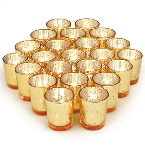 Colorful electroplate decorative votive glass candle holder