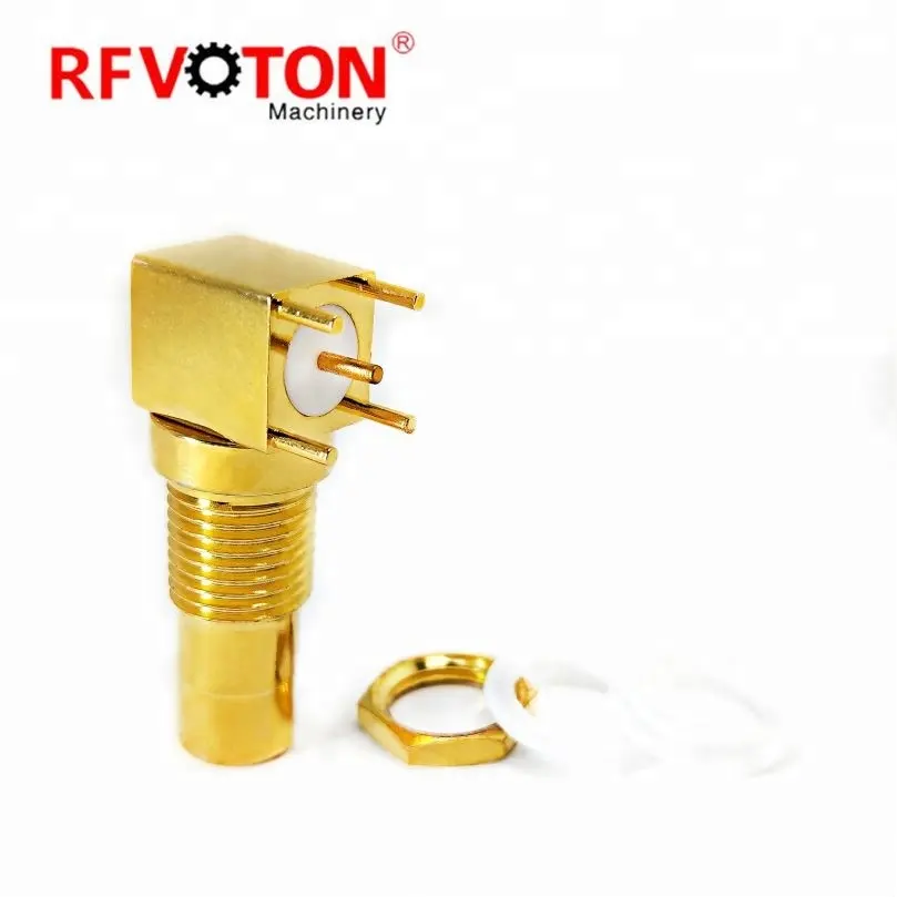 RCA female right angle coaxial connector for PCB mount