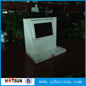 Beyaz akrilik tezgah ekran Lcd ekran ile özelleştirilmiş satış noktası teşhir rafı ile LCD - Product Image 4