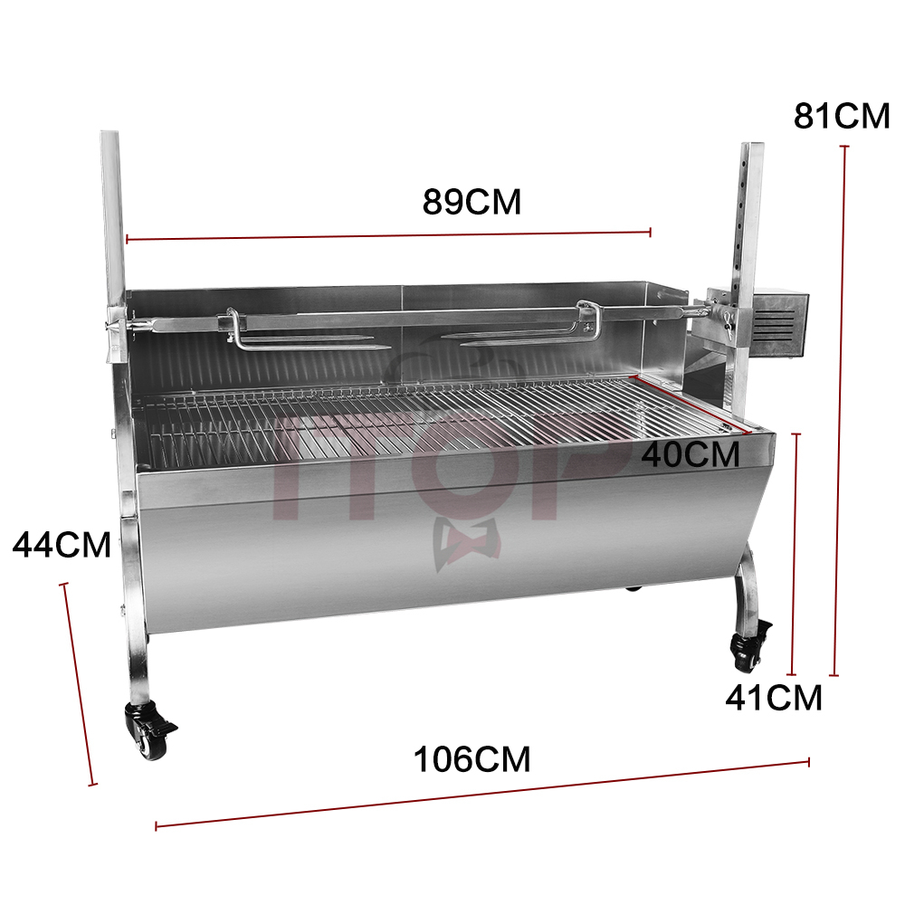 Ao ar livre de aço inoxidável grande porco cordeiro churrasqueira a carvão para churrasco rotisserie espeto torrador com 40kg grade do motor elétrico