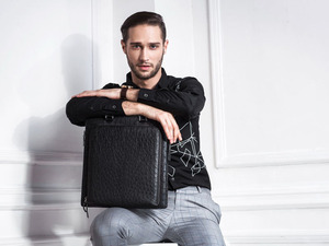 2015 New Style <span class=keywords><strong>sac</strong></span> à main en cuir véritable hommes <span class=keywords><strong>porte</strong></span> - documents autruche peau <span class=keywords><strong>ordinateur</strong></span> portable mallette hommes - Product Image 6