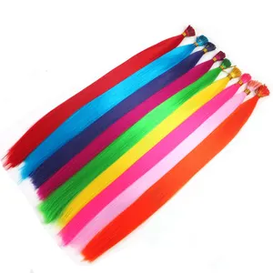 Extensiones de Cabello sintético con plumas, 20 pulgadas, amarillo, rosa, rojo, colorido, para fiestas, Cosplay