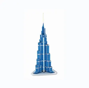 Creative 3D ปริศนากระดาษ Burj Khalifa Tower DIY สนุกและการศึกษาของเล่น Aspire Tower ปริศนาโลกสถาปัตยกรรมที่ดี
