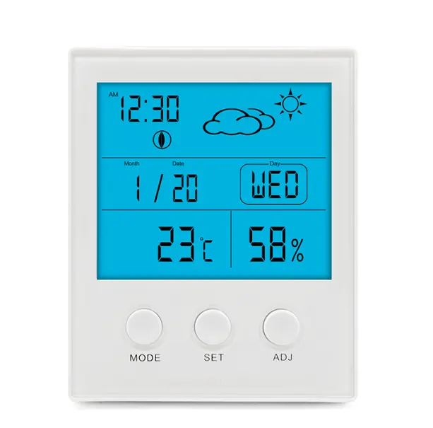 CH-904大画面時間目覚まし時計家庭用温度計気象ステーションデジタル温度計湿度計