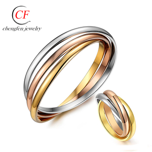 Anello di gioielli personalizzato anello a 3 cerchi in acciaio inossidabile legato 3 in un anello di moda per uomini e donne senza pietre - Product Image 2
