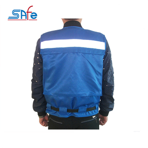 100% coton veste de sécurité bleu travailleur gilet haute visibilité réfléchissant Fluorescent respirant réglable Logo personnalisable - Product Image 4