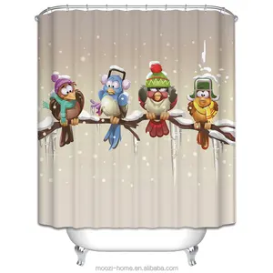 Cute cartoon Freezing owls design disposable custom printed shower curtain for kids