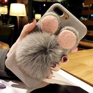 2018 nueva fusión del pelo del oído <span class=keywords><strong>de</strong></span> conejo bola tela peluche caso del teléfono celular para el iPhone para Oppo - Product Image 1