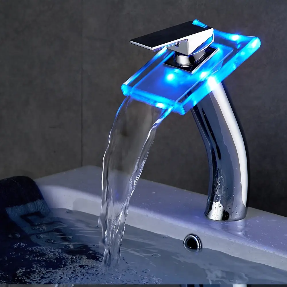 ROVATE Waterfall bagno LED Light rubinetto per lavabo alto rubinetto per lavabo rubinetto per bagno rubinetto per lavabo lavabo piler