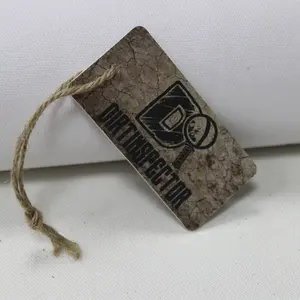 डेनिम जीन्स रुको टैग, मूल पुनर्नवीनीकरण क्राफ्ट पेपर टैग लटका, कंपनी के लोगो के साथ स्विंग टैग मुद्रण