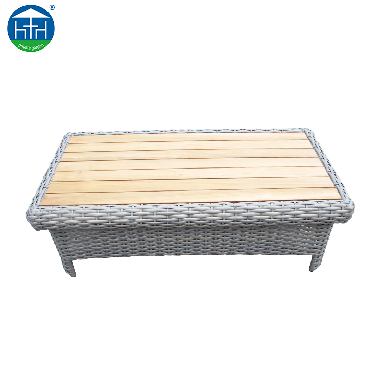 DW-SF135 Pas Cher Prix Nouveau Design En Bois Teck PE Rotin Gris Moderne En Plein Air Canapé Transat Ensemble De Bali