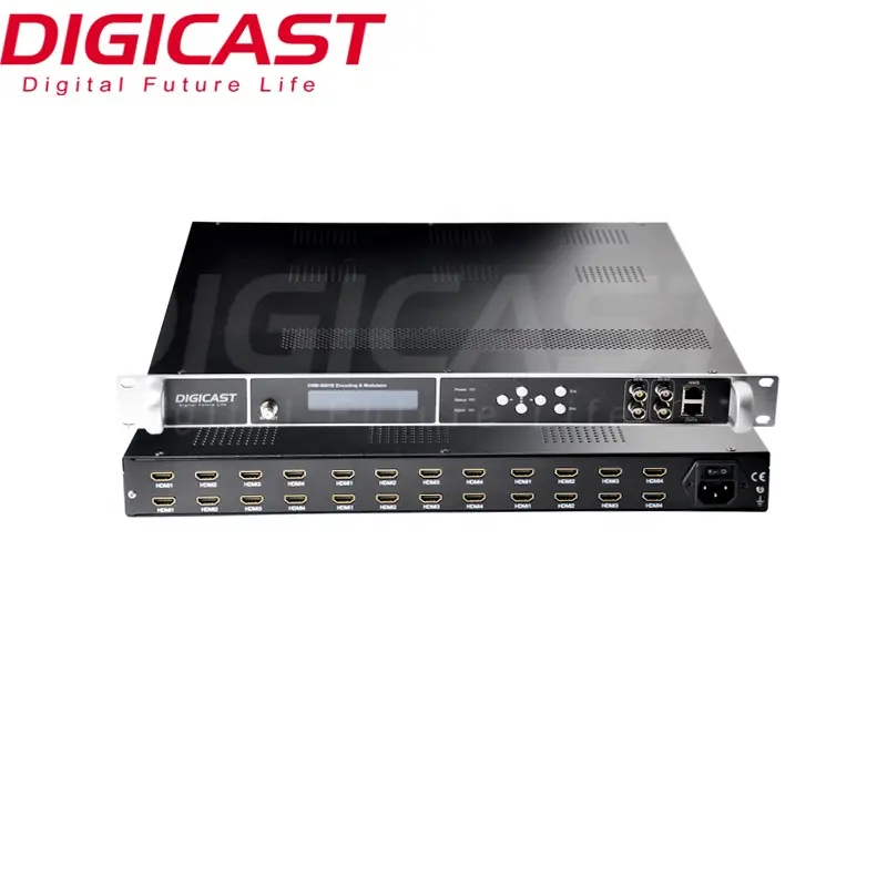 ดิจิตอลทีวี Solution 8 12 16 24 ช่อง H.264 HD MI DVB-T RF Modulator Mpeg4 Encoder Modulator