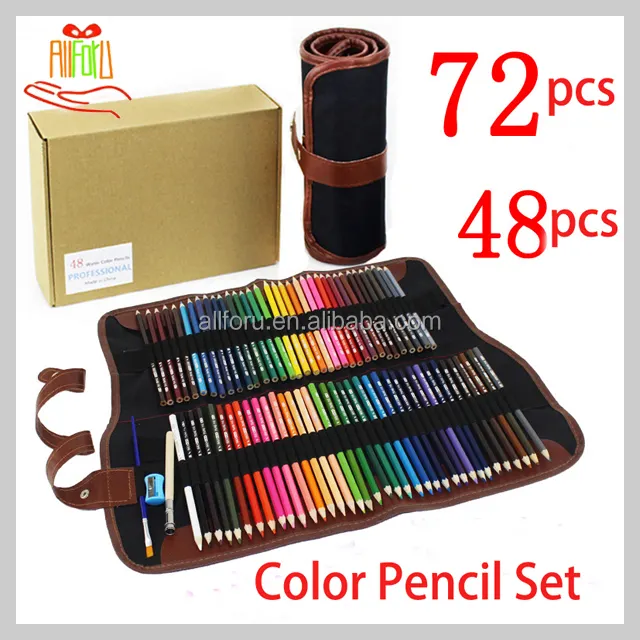 ร้อนขาย72ดินสอสีที่ละลายน้ำได้ศิลปะการวาดภาพชุดดินสอสีกับกรณีดินสอ