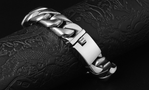 Bracciale personalizzato di lusso in acciaio inossidabile da <span class=keywords><strong>uomo</strong></span> in metallo Color argento 2017 - Product Image 5