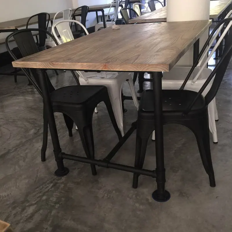 BUYING SHOW singapore DUIT restaurant solid pine wood table with water pipe leg