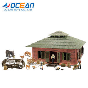 Jouets en plastique de la jungle en gros, animaux sauvages en vrac avec des noms et une maison de chasseur - Product Image 1