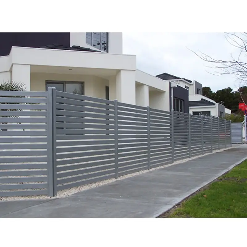 Precio de fábrica, material de cercado moderno de alta calidad, panel de cercas de privacidad de poste de valla de perfil de aluminio y metal para jardín de casa al aire libre