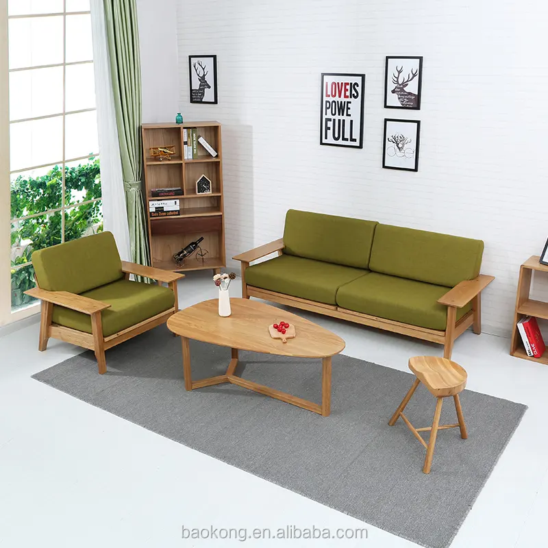 Modern Appearance Solid Wood Frame Fabric Sofa Set
