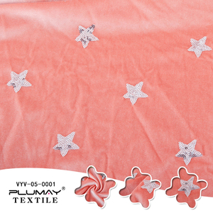 Shaoxing keqiao estrella lentejuelas bordado Corea tela de terciopelo para ropa de mujer - Product Image 2