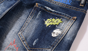 Impression Spot <span class=keywords><strong>Jean</strong></span> Usine En Gros Bleu Clair Déchiré Hommes <span class=keywords><strong>Jean</strong></span> Denim Court - Product Image 3