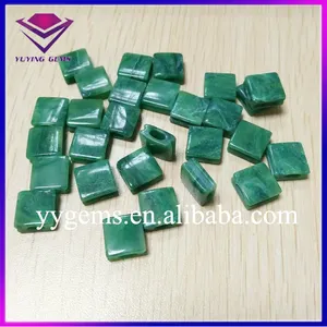 African Green Jade Square Beads Natural Stone with Big Hole