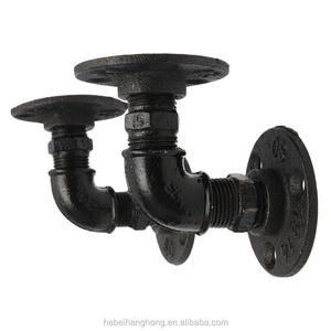 Parantez duvar sabit raf Vintage Retro siyah demir endüstriyel boru raf aparatı tutucu ev dekorasyonu depolama tutucular - Product Image 3
