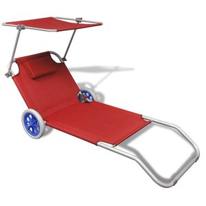 Chaise de <span class=keywords><strong>plage</strong></span> pliable <span class=keywords><strong>avec</strong></span> parasol, <span class=keywords><strong>transat</strong></span>, chaise longue d'extérieur <span class=keywords><strong>avec</strong></span> auvent et roues - Product Image 2