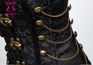 Corzzet dispone di Commercio All'ingrosso In Acciaio Nero Disossato Steampunk Overbust Corsetto Vita Che Dimagrisce Più Il Corsetto di Formato Per Le Donne di Cosplay Outfit - Product Image 6