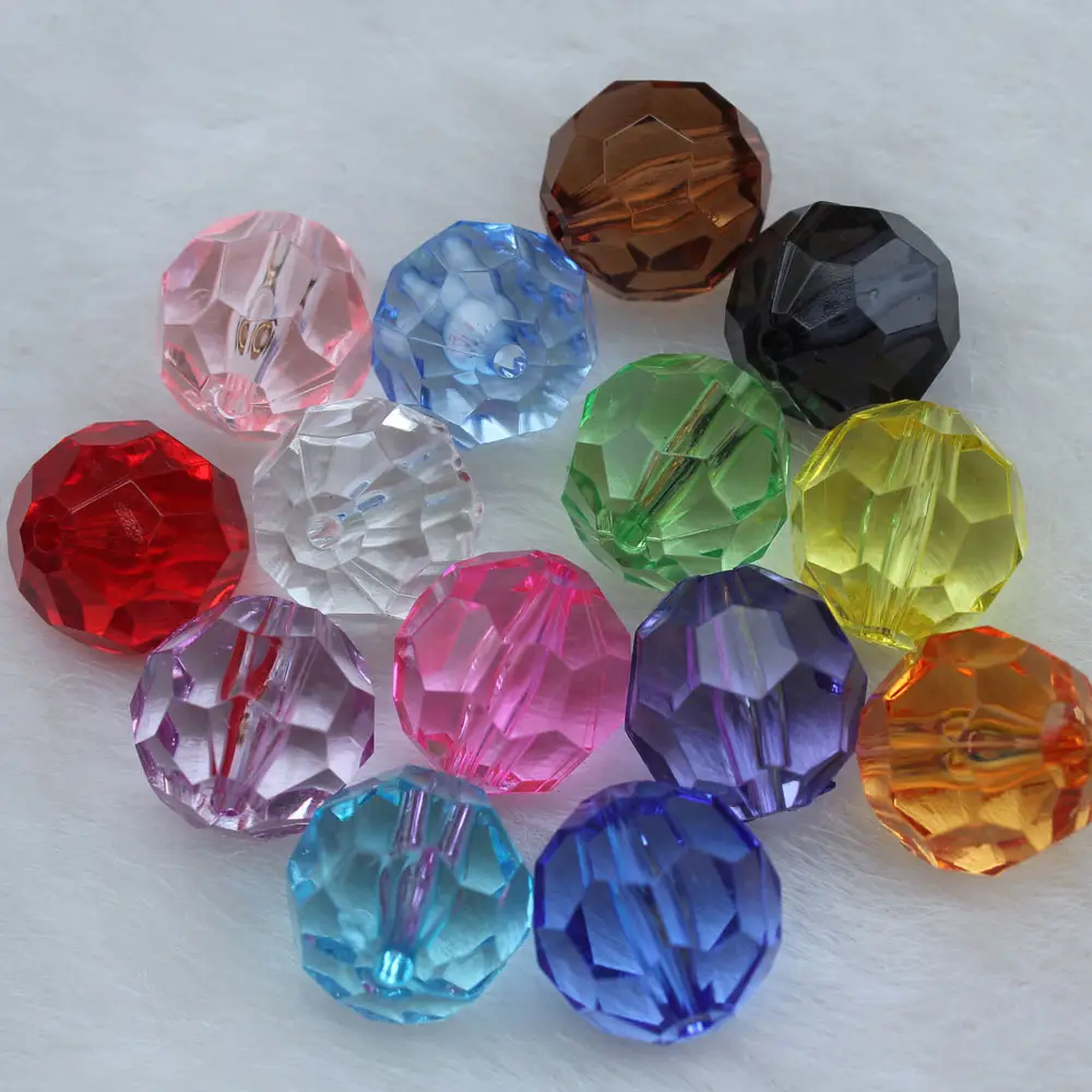 Perles rondes à facettes en acrylique Transparent, livraison gratuite, 4-20MM, pour la fabrication de bijoux