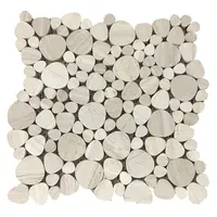 Ydstone backsplash tiles grey bubble round loose wood marble mosaic