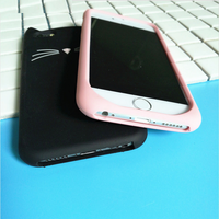 Coque de protection 3D en forme d'animal pour Iphone, compatible modèles 6, 7 et 7 Plus, mignon, dessin animé, chat, dessin animé, 3D, Silicone