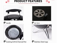 Barbecue au charbon de bois portable KEYO, 11 pouces, noir, mini-grills de table