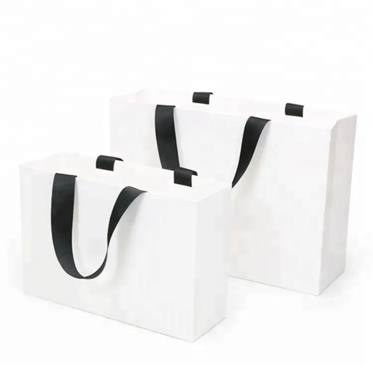 Custom Printed White Garment Gift Bags With Handle