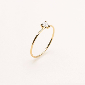 Anello <span class=keywords><strong>di</strong></span> Fidanzamento Sottile e Semplice in Oro Giallo 18K con Pietra Triangolare, Regalo per Damigella - Product Image 3