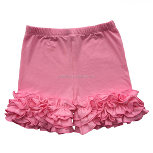 Ampia Disponibilità all'Ingrosso di Pantaloncini con Volant per Bambine, Design Estivo in <span class=keywords><strong>Cotone</strong></span> con Triplo Volant, Pronto per la Spedizione - Product Image 2