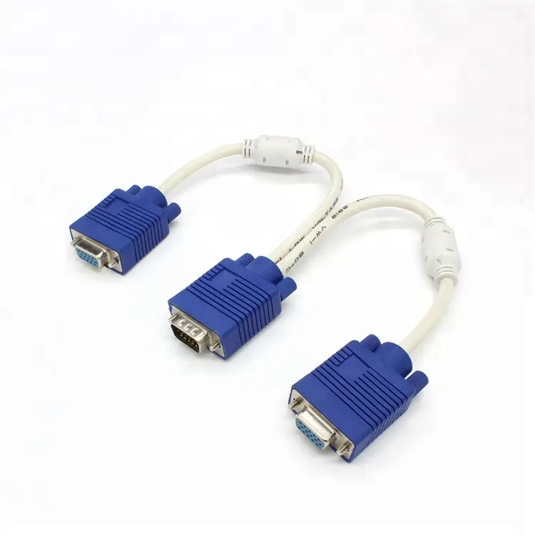 15 Pin VGA 1 Male to Dual 2 VGA Female Monitor Y Adapter Converter Splitter Video Cable