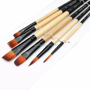 Listo para nave Worison 6Pcs artista pintura cepillos de pelo de Nylon variedad estilo barra aceite acrílico acuarela cepillo suministros de arte