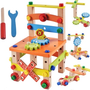 Children toys wholesale children kids DIY nut thumbscrews Tool Arm Chair Wood toy - Product Image 1