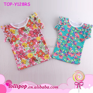 Estate Boutique In Bianco Ragazze Doppio Ruffle T Shirt Per Bambini In Cotone Svolazzano Manica Camicie Pianura Svolazzano Bambino Boutique <span class=keywords><strong>Top</strong></span> - Product Image 4