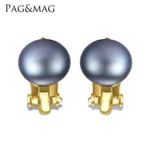 PAG&MAG Women Fashion 925 Sterling Silver Pearl No Need Ear Pierced Clip On Earrings