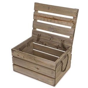 Wooden Crate Wooden Storage Box Customized Farmhouse Decor Rustic Wood Creats Antique Light Brown Wooden Crate Vegetable Fruit Wine Storage Box With Lid