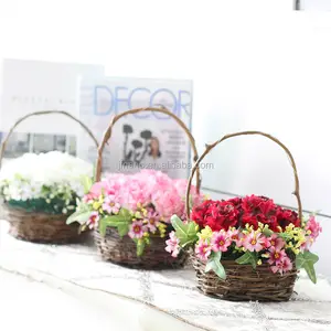 Attractive bride roses basket wedding decoration artificial flowers