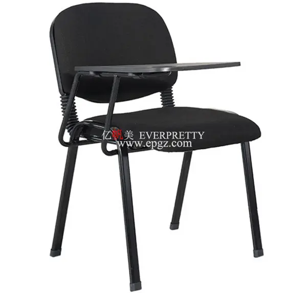 Cheap School Metal Frame Padded study chair with attached folding Writing Table