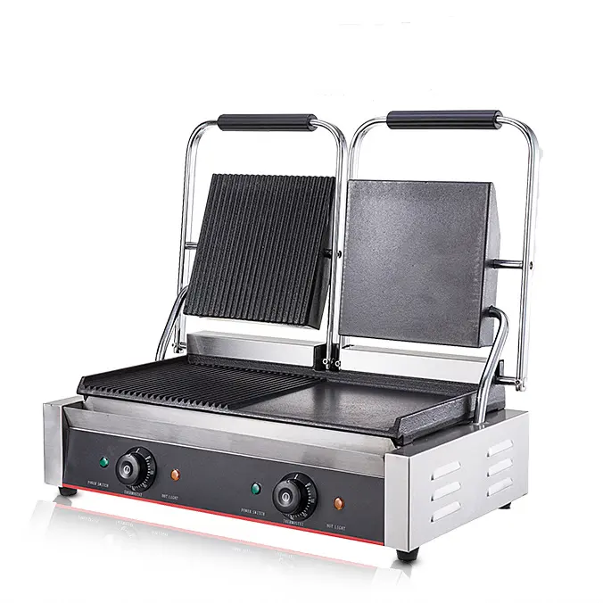 Double Heads Commercial Contact Grill Panini Sandwich Press Electric Press Grill Panini Grill